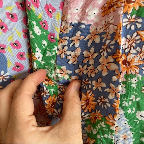 Topshop Austin Floral Print Multicolored Angle Sleeve Open Back Dress Size 4 - Picture 11 of 14